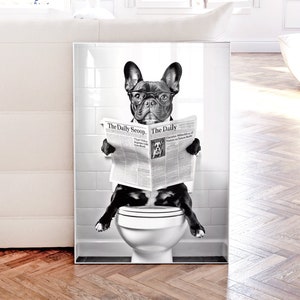 French Bulldog Wall Art, Frenchie Toilet Print, Frenchie Poster, Funny Bathroom Decor, French Bulldog Print, Dog Gift, Framed Gift, PRINT