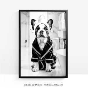 French Bulldog Wall Art, Frenchie Poster, Funny Bathroom Decor, French Bulldog Print, Frenchie Toilet Print, Dog Gift, Printable, DIGITAL