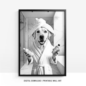 Labrador Wall Art, Labrador Poster, Funny Bathroom Decor, Labrador Print, Toilet Print, Labrador Retriever Art, Dog Gift, Printable, DIGITAL