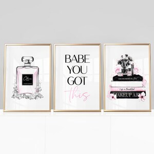 Fashion Prints, Set of 3, Makeup Wall Art, Girls Bedroom Posters, Perfume Print, Fashion Book, Glam Wall Art, Fashion Quotes, Glamour Prints