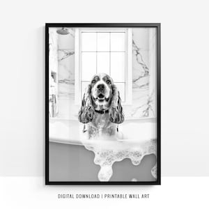 Arte de pared de Cocker Spaniel, cartel de Cocker Spaniel, decoración divertida del baño, impresión de Cocker Spaniel, impresión de inodoro, regalo de perro, imprimible, DIGITAL