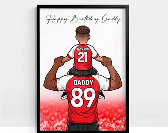 Personalized Family Football Print, Arsenal Style, Father's Day Gift, Custom Team Colors