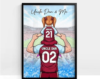 Stampa calcistica personalizzata, stile Aston Villa, regalo per la festa del papà, regalo incorniciato per papà