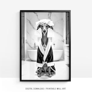 Greyhound Wall Art, Greyhound Toilet Print, Greyhound Poster, Funny Bathroom Decor, Greyhound Print, Dog Art, Dog Gift, Printable, DIGITAL