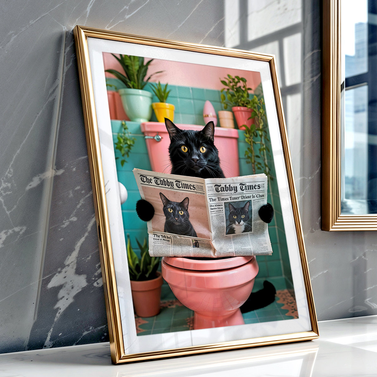 Bathroom Cat Print, Funny Bathroom Wall Art, Black Cat Toilet Print ...