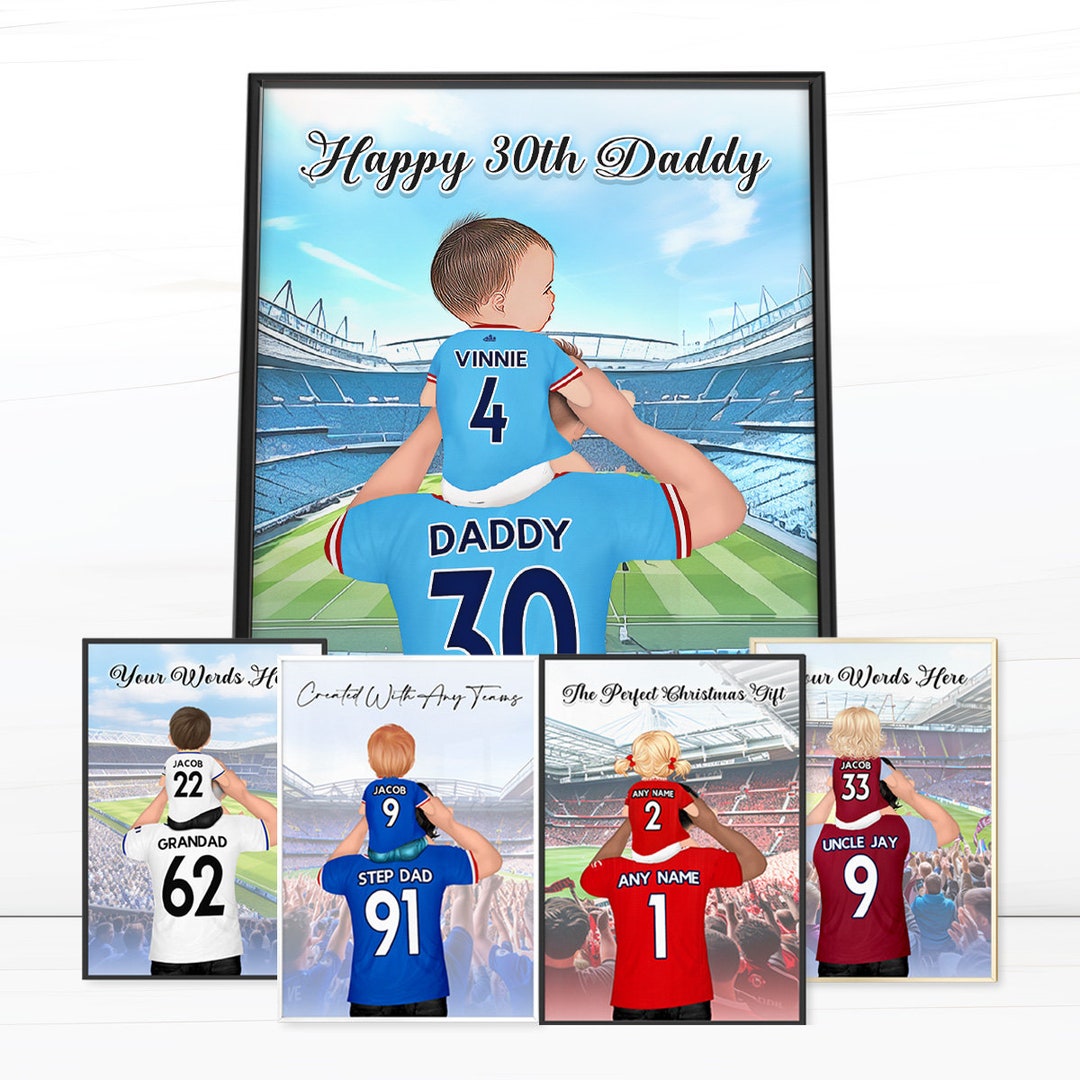 Any Team, Custom Football Print, Personalised Football Gift for Dad