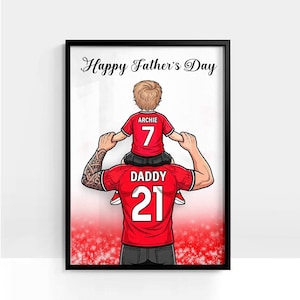 Stampa personalizzata per padre e figlio a tema calcistico, poster personalizzato con maglia del Newcastle, decorazione per appassionati di calcio. immagine 9