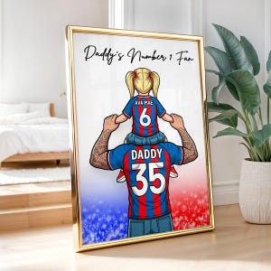 Stampa personalizzata per padre e figlio a tema calcistico, poster personalizzato con maglia del Newcastle, decorazione per appassionati di calcio. immagine 3