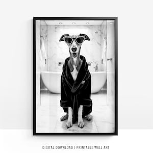 Greyhound Wall Art, Greyhound Toilet Print, Greyhound Poster, Funny Bathroom Decor, Greyhound Print, Dog Art, Dog Gift, Printable, DIGITAL