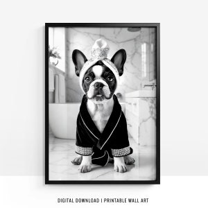 French Bulldog Wall Art, Frenchie Poster, Funny Bathroom Decor, French Bulldog Print, Frenchie Toilet Print, Dog Gift, Printable, DIGITAL