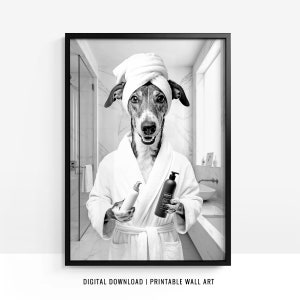 Greyhound Wall Art, Greyhound Toilet Print, Greyhound Poster, Funny Bathroom Decor, Greyhound Print, Dog Art, Dog Gift, Printable, DIGITAL