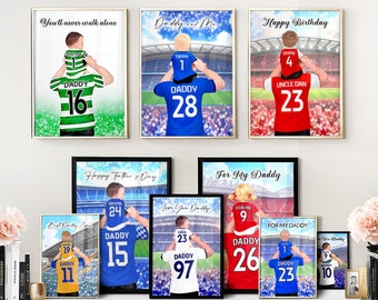 Stampa personalizzata di calcio, stampa personalizzata del Chelsea, regalo per il patrigno dai bambini, regalo per il nonno, regalo per padre e figlia, regalo per padre e figlio, arredamento per la casa