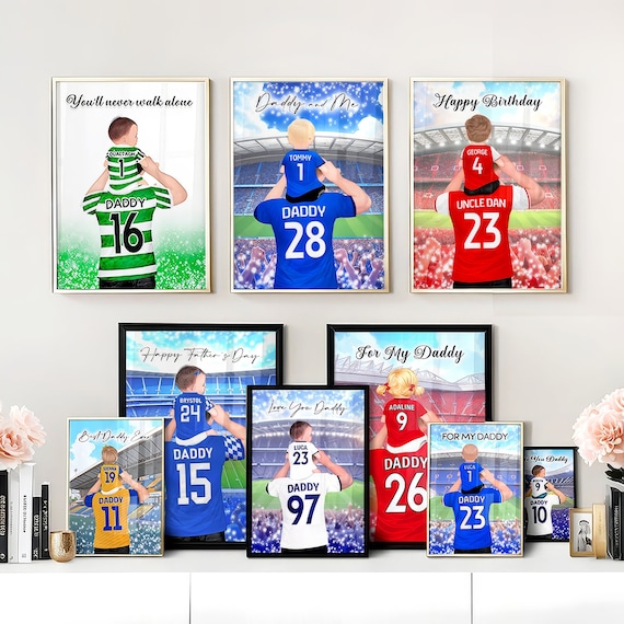 Custom Football Print, Personalised Chelsea Print, Step Dad Gift from Kids, Grandad Gift, Father Daughter Gift, Father Son Gift, Home Décor