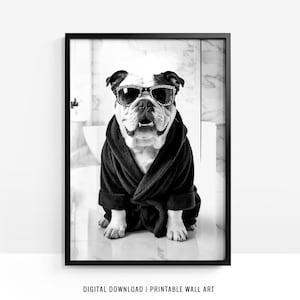 English Bulldog Wall Art, English Bulldog Poster, Funny Bathroom Decor, English Bulldog Print, Toilet Print, Dog Gift, Printable, DIGITAL