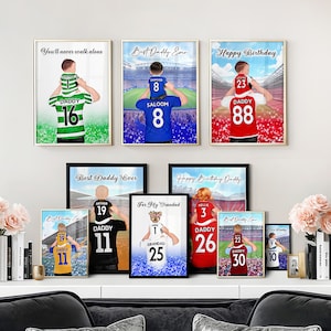 Any Team, Custom Football Print, Personalised Football Gift for Dad, Gift for Grandad, Customisable Football Adult & Baby Christmas Gift