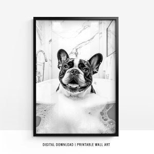 French Bulldog Wall Art, Frenchie Poster, Funny Bathroom Decor, French Bulldog Print, Frenchie Toilet Print, Dog Gift, Printable, DIGITAL