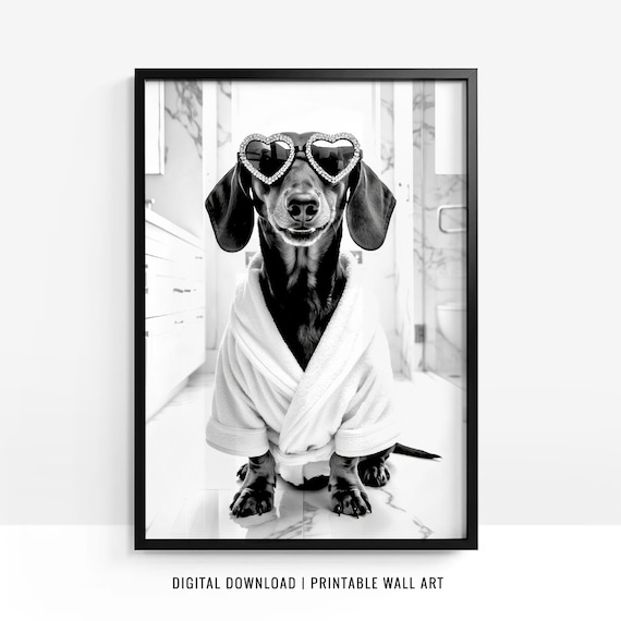 Dachshund Wall Art, Dachshund Poster, Funny Bathroom Decor, Dachshund Print, Toilet Print, Dog Gift, Dachshund Gift, Printable, DIGITAL