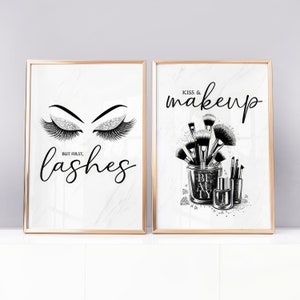 Glamourösa modetryck, ögonfransar, sminkkonst, set om 2