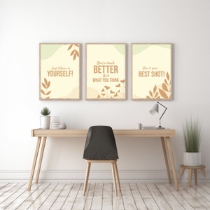 Motivational Posters, Set of 3 PRINTABLES, Office Decor, Motivational Wall Art, Inspirational Quotes, Home Office Prints, Positive quotes