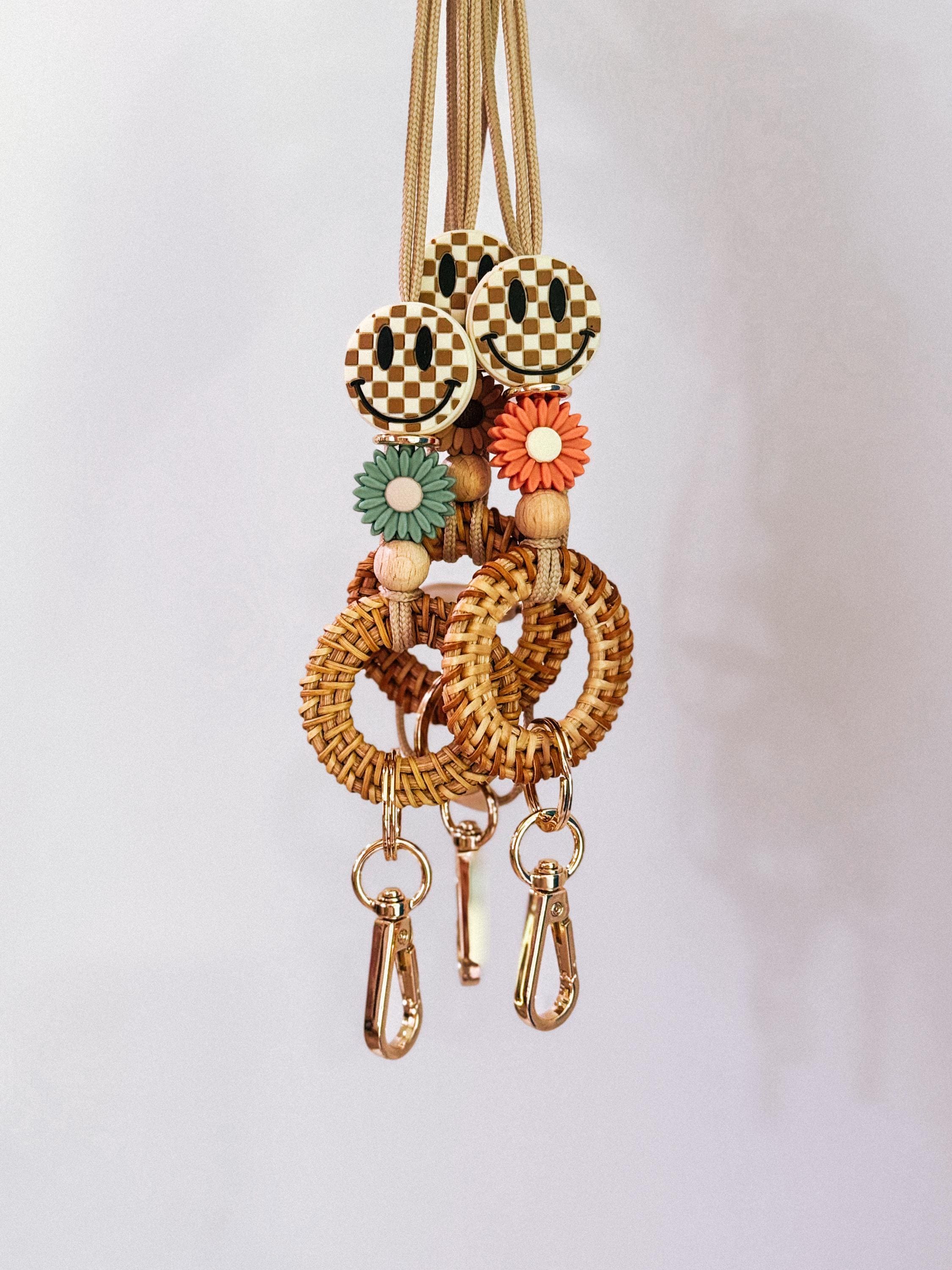 Teacher Lanyard, Boho Rattan Lanyard, Teacher Appreciation Gift, Back To School, Beaded Lanyard,Badge Holder, Nurse Lanyard