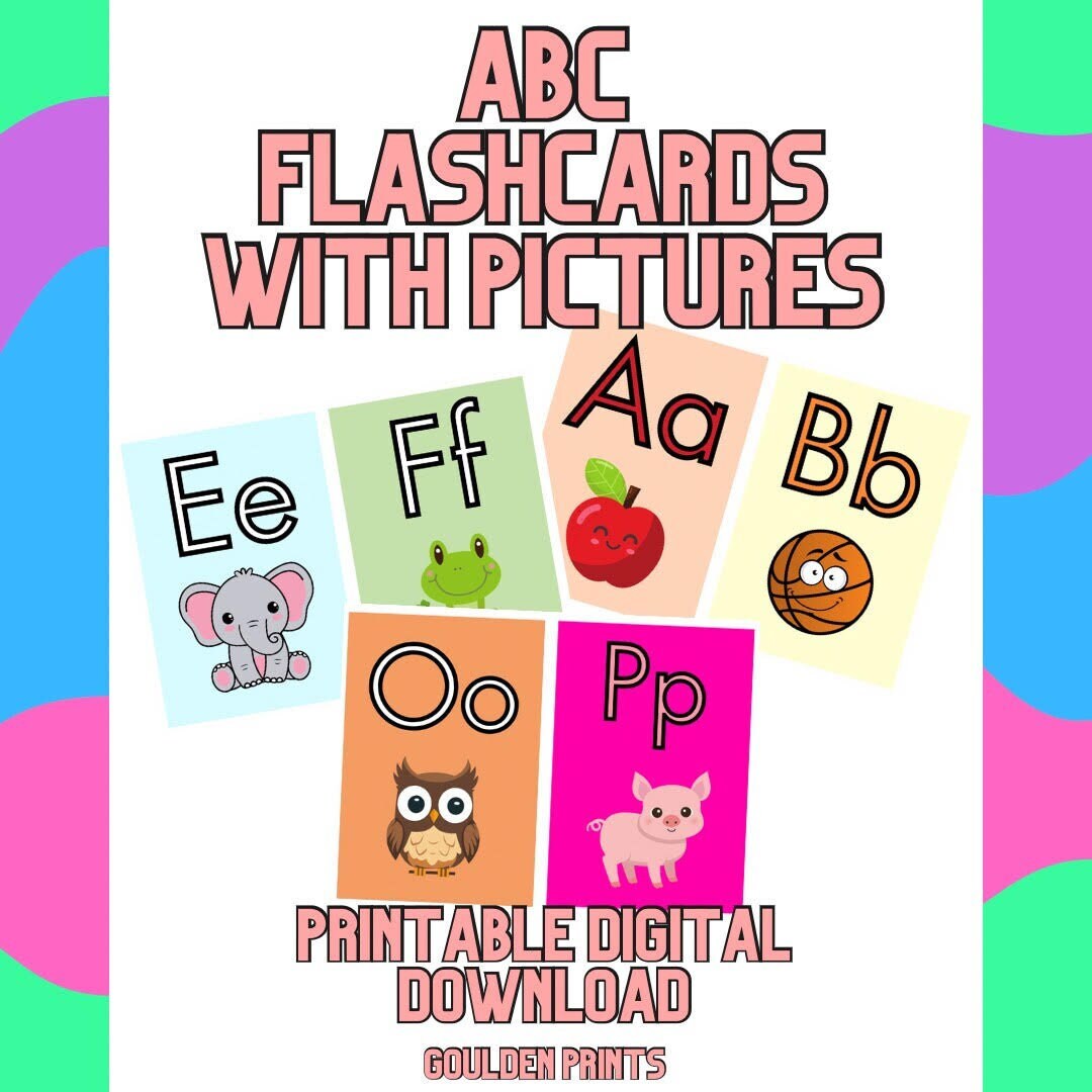 Printable ABC Flashcards With Pictures Etsy