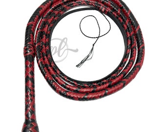 Handmade Leather Bull Whip 04 to 10 Foot 16 Plaits Cow Hide Leather Whip Equestrian Bullwhip Leather Belly & Leather Bolster Inside
