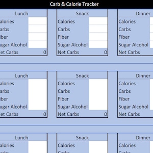 Carb and Calorie Counter Printable PDF