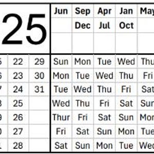 One Page Yearly Calendar