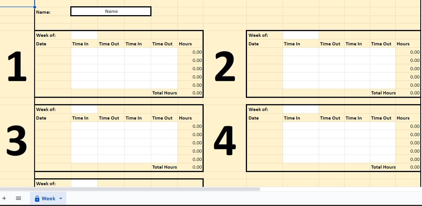Personal timesheet etsy