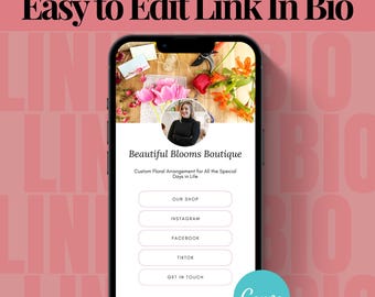 Instagram Link In Bio Canva Template Social Media Link Tree Landing Page Website Affiliate Link Bio Instagram Template Customization Digital