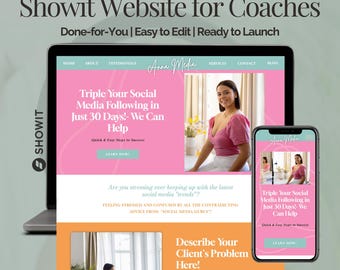 Coach Website Template Showit Design Consultant Business Theme Customizable Blog Integration Professional Online Presence Modern Drag Drop