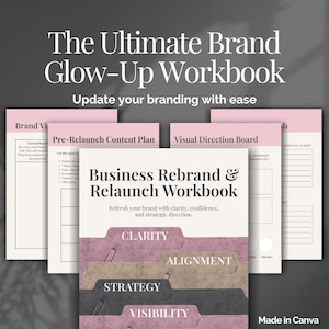 Digital Brand Workbook Template Canva Branding Kit Business Rebrand Strategy Guide Entrepreneur Planning Content Planner Audit Worksheet