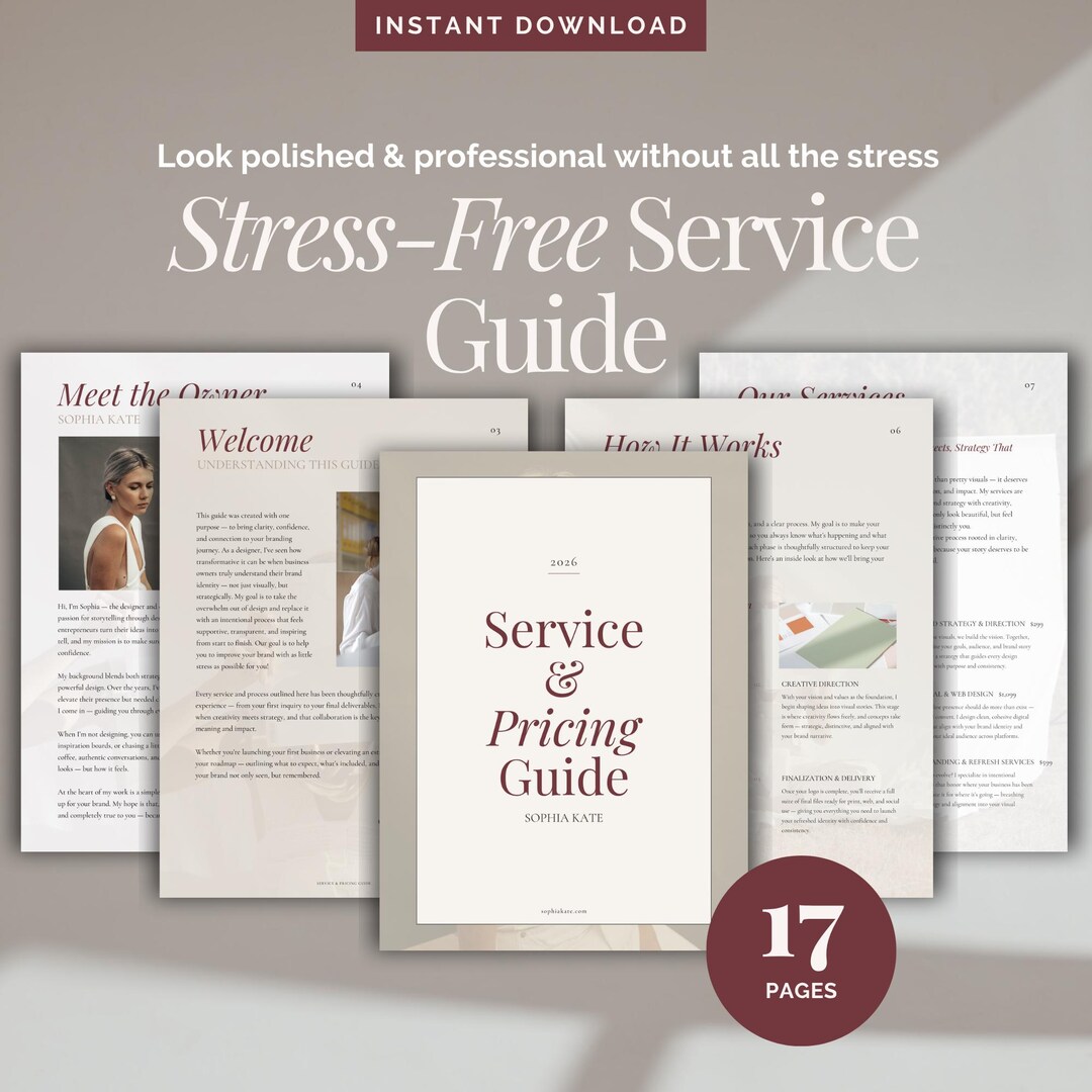 Service Guide Pricing Template Canva Guide Business Digital Photography ...