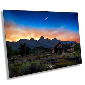 Kirche der Verklärung Grand Teton National Park | Blaue Stunde Bergkapelle Fotografie | Wyoming Landschaft Fine Art Print