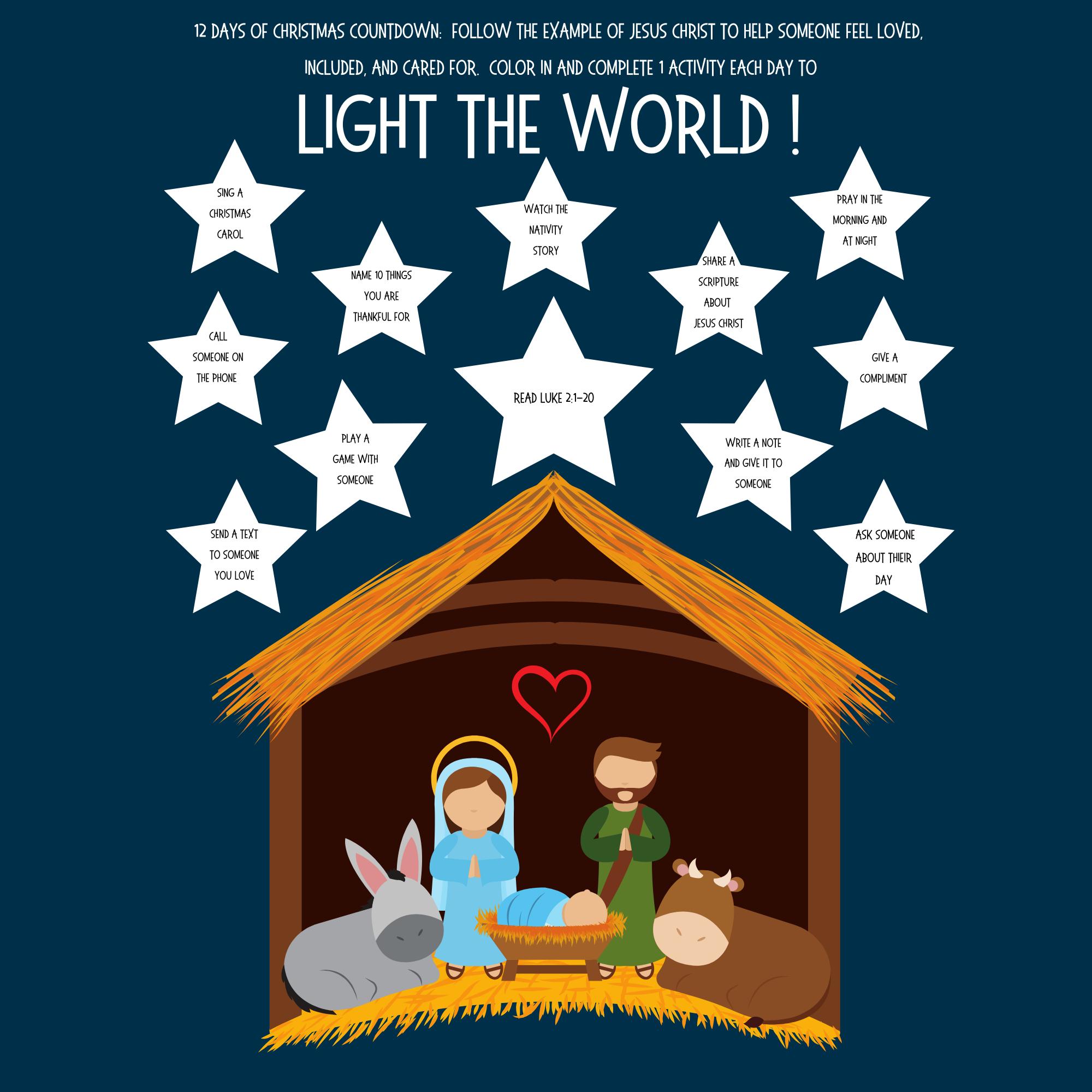 Light the World Nativity Calendar Printable Etsy