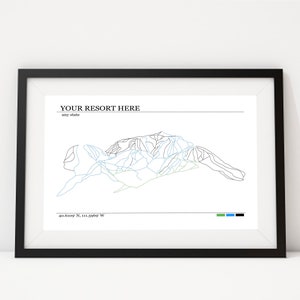 Carte personnalisée de la station de ski | affiche | Art moderne | Impression numérique | Décoration d'intérieur