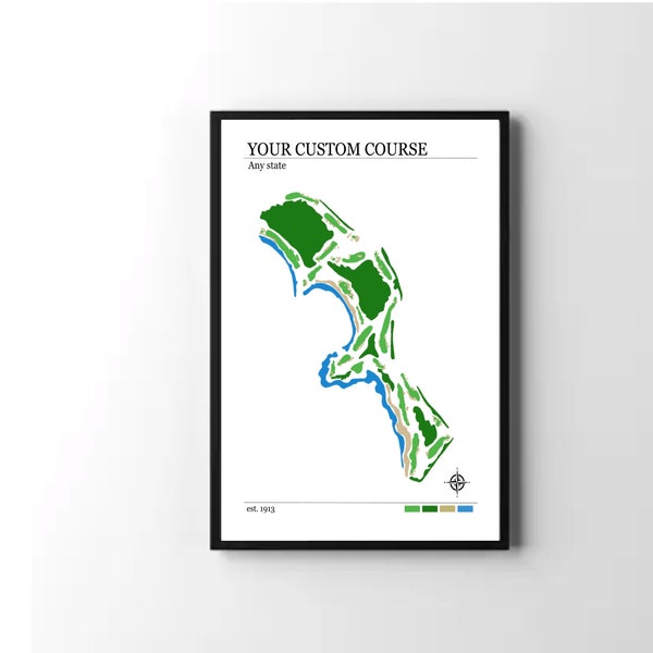 CUSTOM Golf Course Map | Modern Art | Digital Print | Unique Home Decor