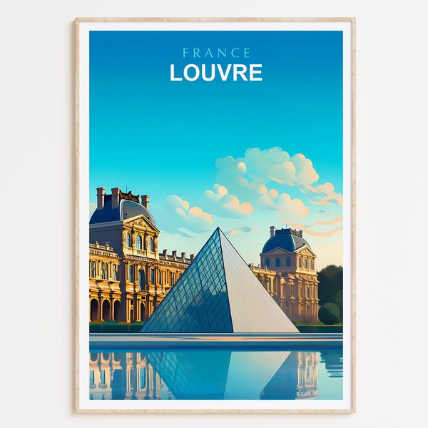 Affiche du Louvre | Affiche de voyage | Impression murale de Paris | Art mural Louvre | Décoration intérieure | Idée cadeau