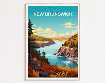 New Brunswick Print, New Brunswick Travel Poster, New Brunswick Wall Art, New Brunswick Canada, New Brunswick Artwork, Home Decor, Gift Idea