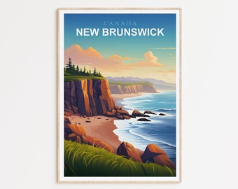 New Brunswick Travel Print, New Brunswick Poster, New Brunswick Wall Art, New Brunswick Canada, New Brunswick Artwork, Home Decor, Gift Idea