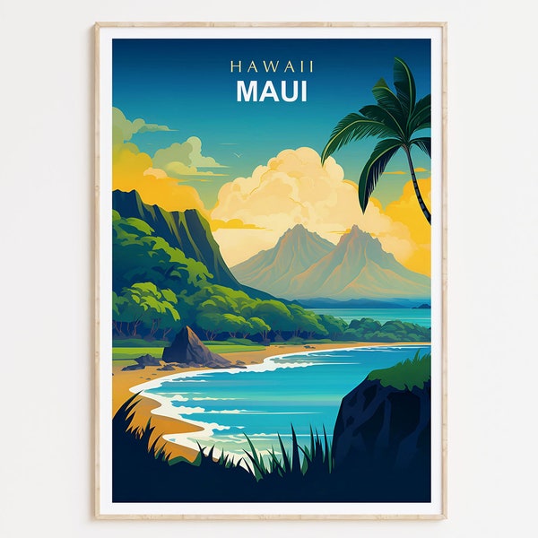 Maui Travel Print, Hawaii Travel Print, Maui Poster, Hawaii Print, Maui Wall Hanging, Hawaii Wall Art, Home Decor, Gift Idea, Hawaii Gifts