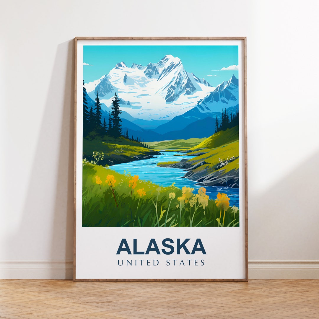 Alaska Poster Print, Alaska Travel Poster, Alaska Wall Art, Mount ...