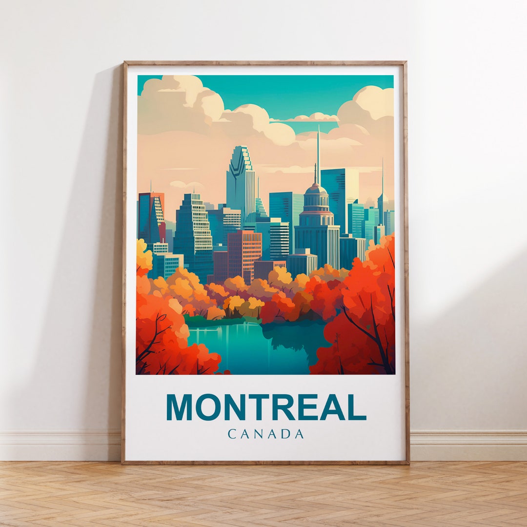 Montreal Poster Print, Montreal Quebec Travel Poster, Canada Wall Hart