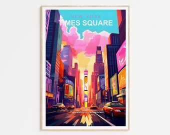 Times Square Travel Poster, New York City Travel Poster, New York Wall Art Poster, Times Square Travel Print, Traveler Home Decor, NYC Gifts