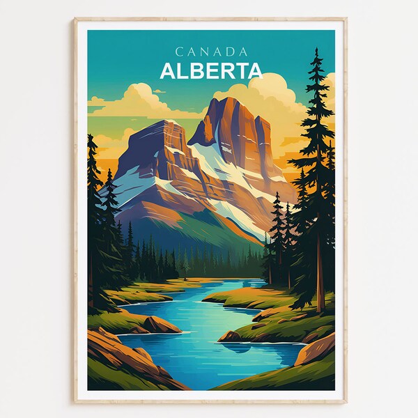 Alberta Travel Poster, Canada Print, Wall Art Alberta, Wall Decor Canada, Home Decor, Gift idea, Anniversary Gift, Canadian Gifts