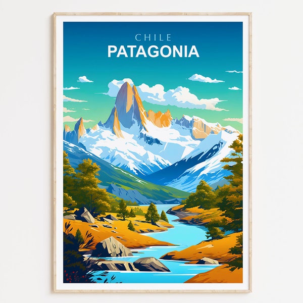 Patagonia Poster Print, Patagonia Poster, Chile Travel Poster, Chile Print, Patagonia Art, Patagonia Chile, Home Decor, Gift Idea