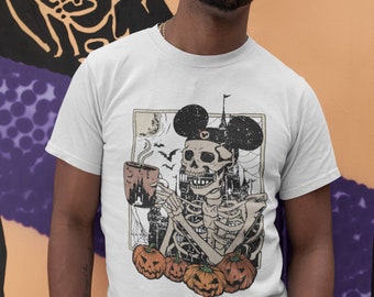 Mickey Skeleton Coffee Sweatshirt | Skeleton Shirt | Womens Halloween Sweatshirt | Funny Halloween Shirt | Halloween Shirt