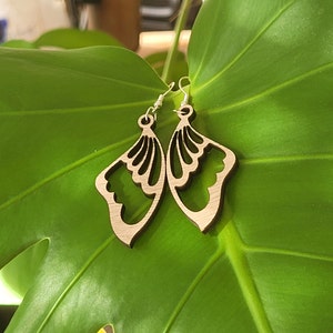 Pendientes de madera con forma de alas de mariposa, cortados con láser, joyería de madera