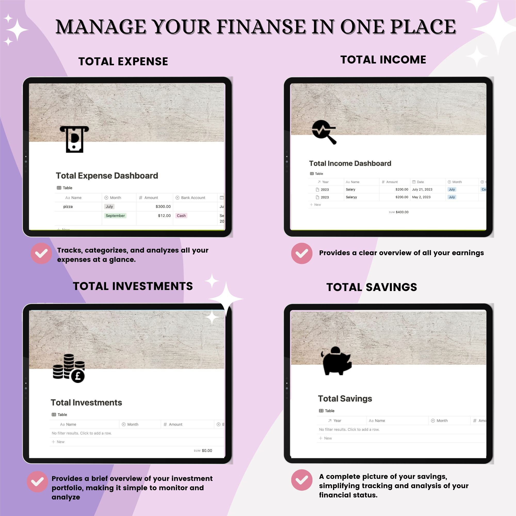 Notion Template Financial Planner | Monthly Budget Tracker | Personal ...