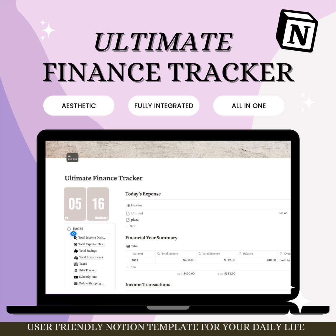 Notion Template Financial Planner | Monthly Budget Tracker | Personal ...